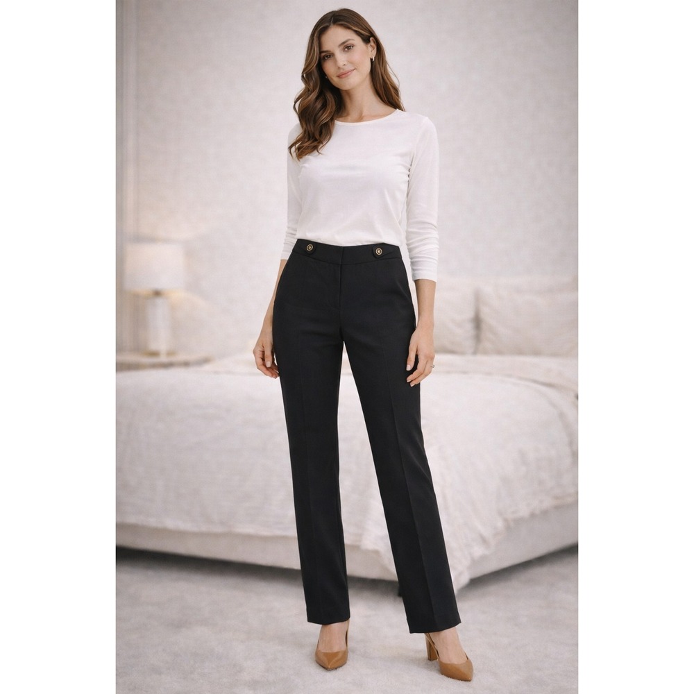 J McLaughlin Women's Black Pants 8 Wool Blend Slim Straight Dress Trousers
